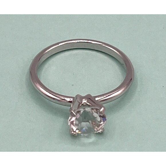 Vintage Uncas Silver Tone Solitaire CZ/Crystal Ring Size 6 1/2 - Picture 6 of 6